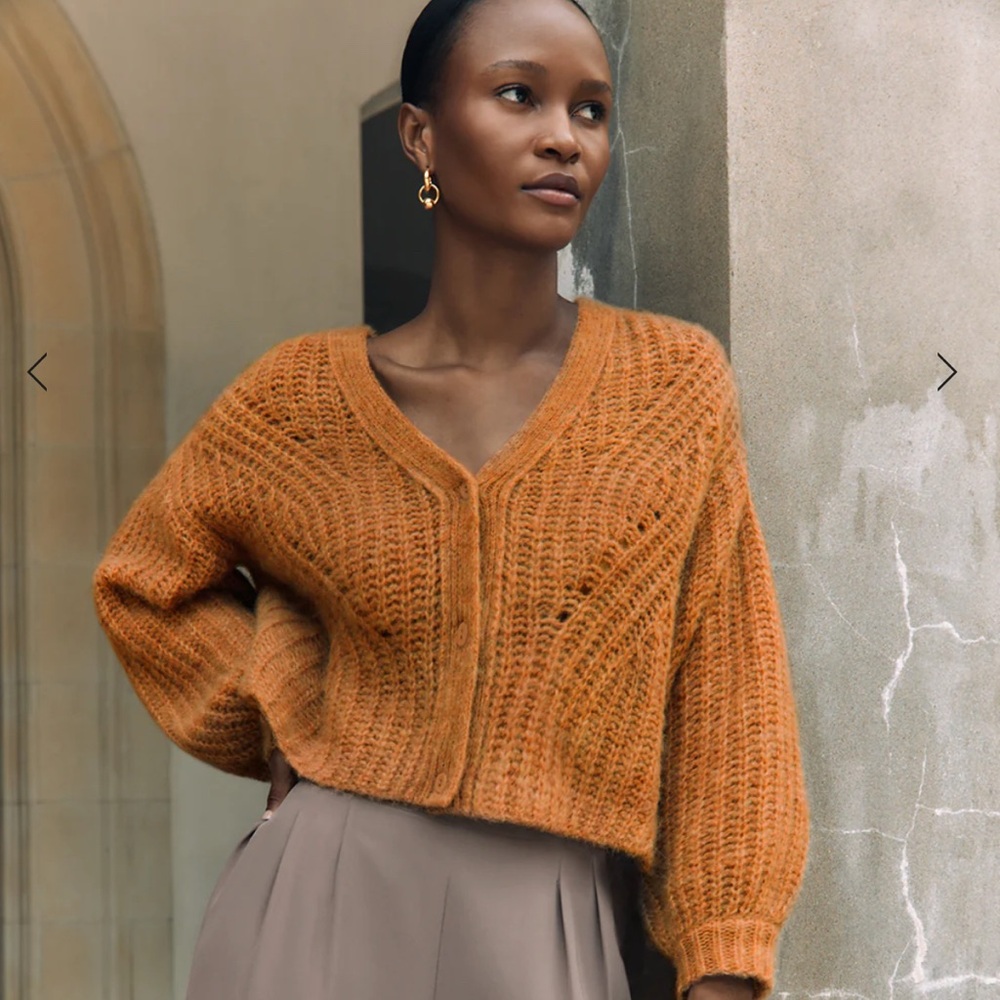 Cuyana Alpaca Wool Cropped Cardigan size S